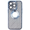 Husa iPhone 14 Pro Max, Carbon Fiber TPU, Albastru